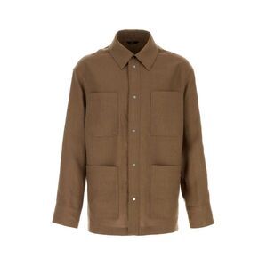 Fendi Men Brown Linen Shirt